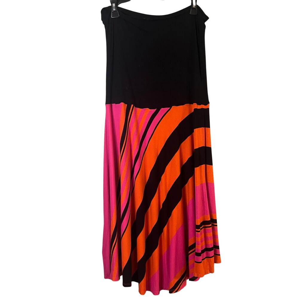 Vintage Avon Mark Convertible Strapless Dress Skirt Black Orange Pink Boho XXL